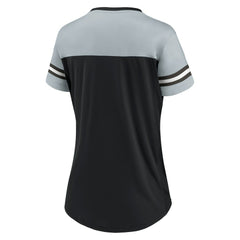 Las Vegas Raiders Women's Blitz & Glam Lace-Up V-Neck Jersey T-Shirt Black/Silver | Fanatics