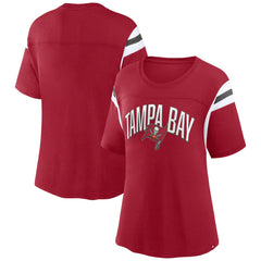 Tampa Bay Buccaneers Women's Earned Stripes T-Shirt Red | Fanatics