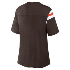 Cleveland Browns Women's Earned Stripes T-Shirt Brown | Fanatics