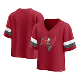 Tampa Bay Buccaneers Women's Established Jersey Cropped V-Neck T-Shirt Red | Fanatics