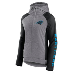 Carolina Panthers Women's Blind Side Lightweight Full-Zip Hoodie Heather Gray/College Black | Fanatics