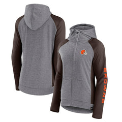 Cleveland Browns Women's Blind Side Lightweight Full-Zip Hoodie Heather Gray/College Brown | Fanatics
