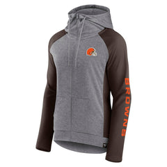 Cleveland Browns Women's Blind Side Lightweight Full-Zip Hoodie Heather Gray/College Brown | Fanatics