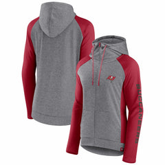 Tampa Bay Buccaneers Women's Blind Side Lightweight Full-Zip Hoodie Heather Gray/College Red | Fanatics