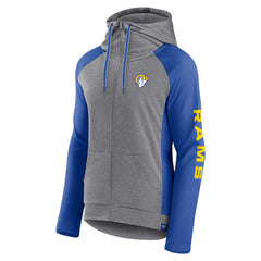 Los Angeles Rams Women's Blind Side Lightweight Full-Zip Hoodie Heather Gray/College Royal | Fanatics