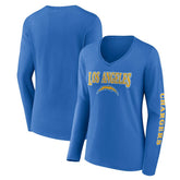 Los Angeles Chargers Women's Wordmark Long Sleeve V-Neck T-Shirt Powder Blue | Fanatics