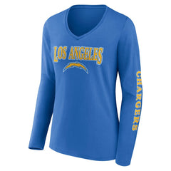 Los Angeles Chargers Women's Wordmark Long Sleeve V-Neck T-Shirt Powder Blue | Fanatics