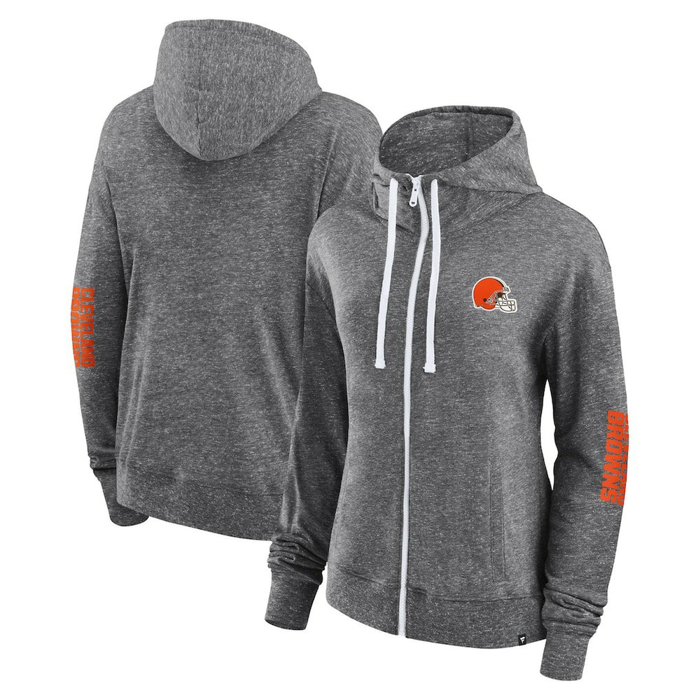 Cleveland Browns Women's Opening Coin Flip Lightweight Full-Zip Hoodie Heather Charcoal | Fanatics
