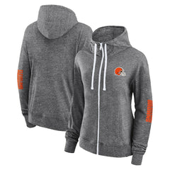 Cleveland Browns Women's Opening Coin Flip Lightweight Full-Zip Hoodie Heather Charcoal | Fanatics
