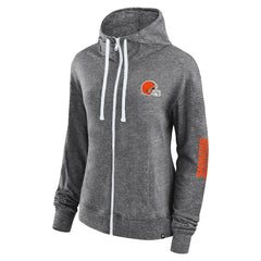Cleveland Browns Women's Opening Coin Flip Lightweight Full-Zip Hoodie Heather Charcoal | Fanatics