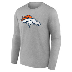 Denver Broncos Primary Team Logo Long Sleeve T-Shirt Heather Gray | NFL