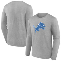 Detroit Lions Primary Team Logo Long Sleeve T-Shirt Heather Gray | NFL