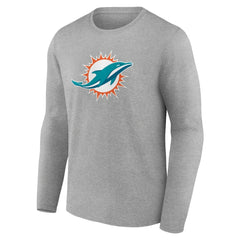Miami Dolphins Primary Team Logo Long Sleeve T-Shirt Heather Gray | NFL