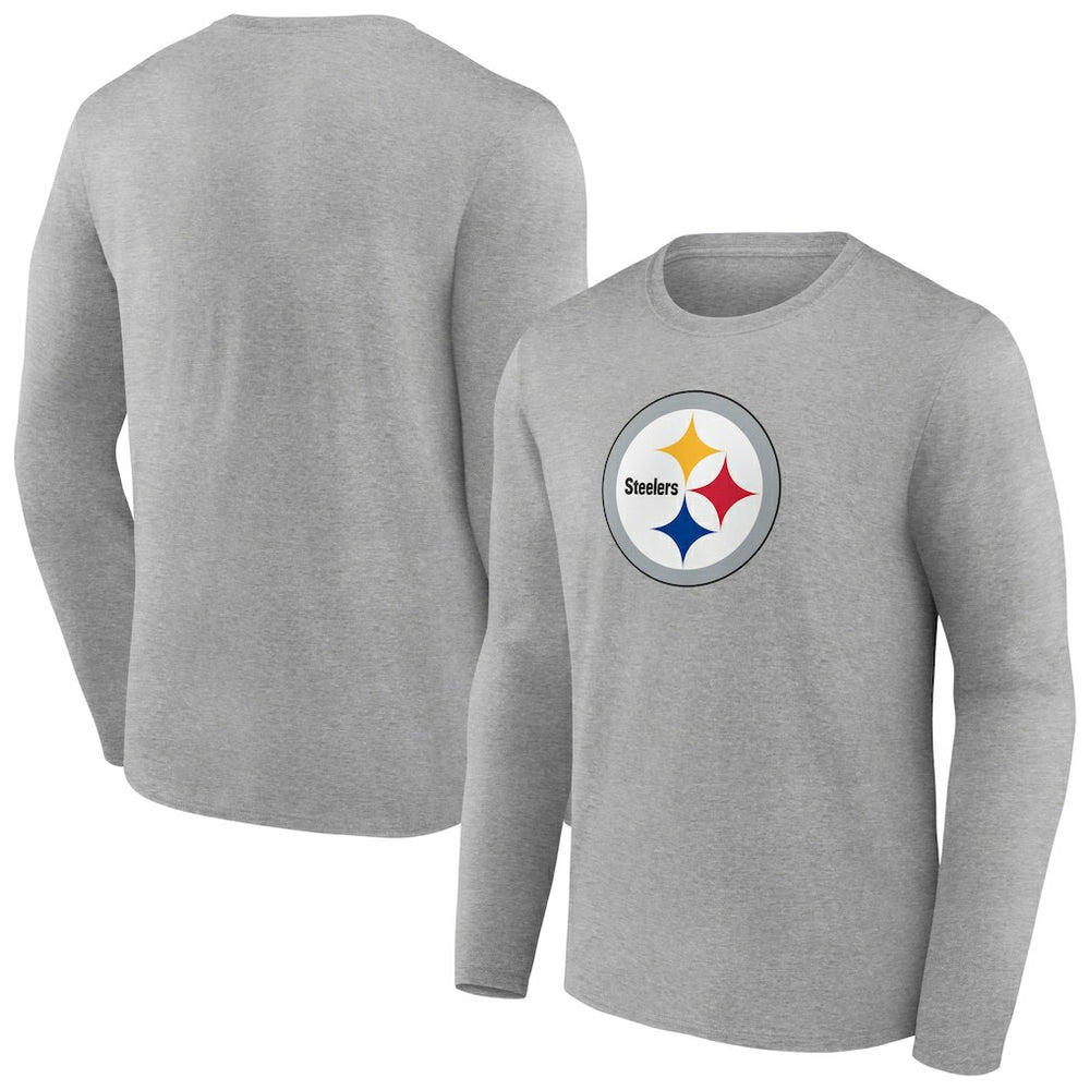 Pittsburgh Steelers Primary Team Logo Long Sleeve T-Shirt Heather Gray | NFL