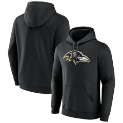 Baltimore Ravens Primary Team Logo Fitted Pullover Hoodie Black | NFL