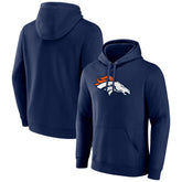 Denver Broncos Primary Team Logo Fitted Pullover Hoodie Navy | NFL