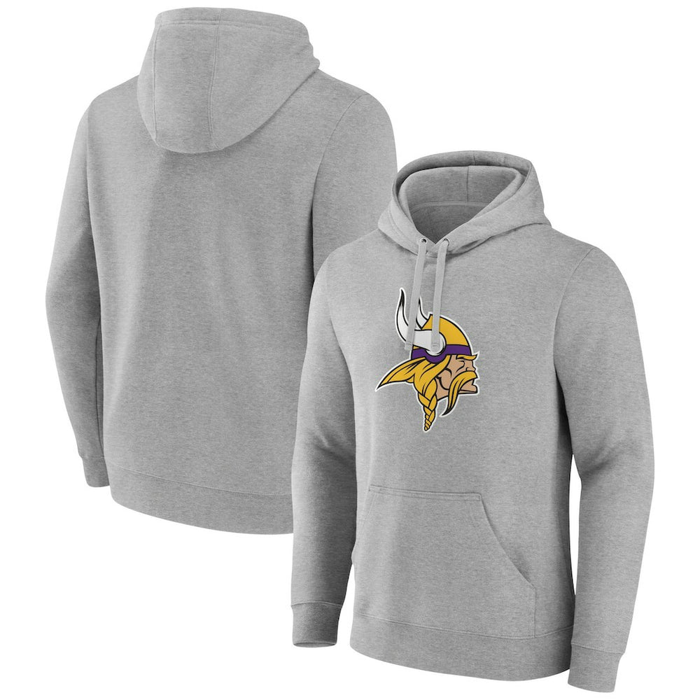 Minnesota Vikings Primary Team Logo Fitted Pullover Hoodie Heather Gray | NFL