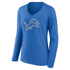 Detroit Lions Women's Primary Team Logo Long Sleeve V-Neck T-Shirt Blue | NFL
