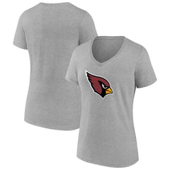 Arizona Cardinals Women's Primary Logo V-Neck T-Shirt Heather Gray | NFL