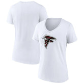 Atlanta Falcons Women's Primary Team Logo V-Neck T-Shirt White | NFL