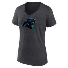 Carolina Panthers Women's Primary Team Logo V-Neck T-Shirt Charcoal | NFL