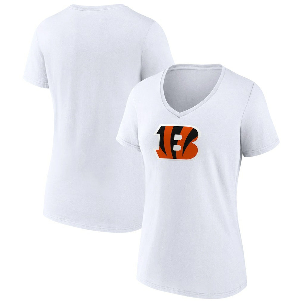 Cincinnati Bengals Women's Primary Team Logo V-Neck T-Shirt White | NFL