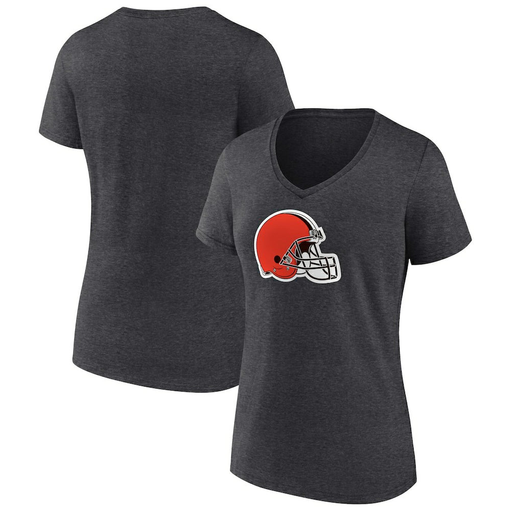 Cleveland Browns Women's Primary Team Logo V-Neck T-Shirt Charcoal | NFL