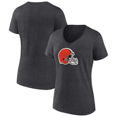 Cleveland Browns Women's Primary Team Logo V-Neck T-Shirt Charcoal | NFL