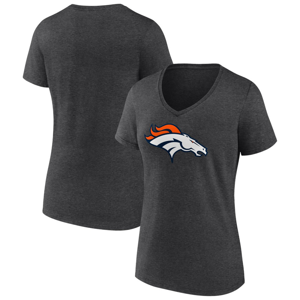 Denver Broncos Women's Primary Team Logo V-Neck T-Shirt Charcoal | NFL