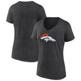 Denver Broncos Women's Primary Team Logo V-Neck T-Shirt Charcoal | NFL