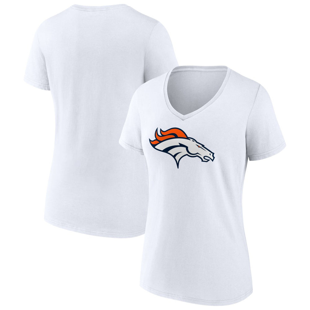 Denver Broncos Women's Primary Team Logo V-Neck T-Shirt White | NFL