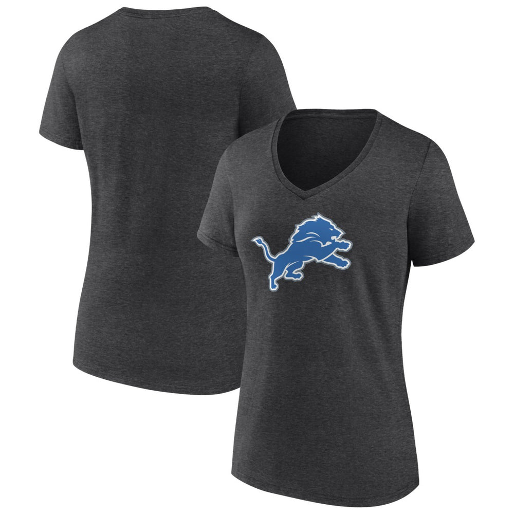 Detroit Lions Women's Primary Team Logo V-Neck T-Shirt Charcoal | NFL