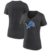 Detroit Lions Women's Primary Team Logo V-Neck T-Shirt Charcoal | NFL