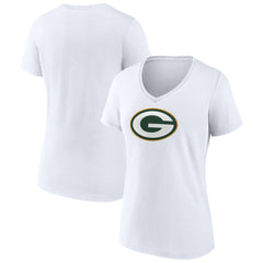 Green Bay Packers Women's Primary Team Logo V-Neck T-Shirt White | NFL