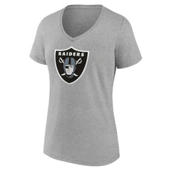 Las Vegas Raiders Women's Primary Team Logo V-Neck T-Shirt Heather Gray | NFL