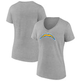 Los Angeles Chargers Women's Primary Team Logo V-Neck T-Shirt Heather Gray | NFL