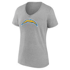 Los Angeles Chargers Women's Primary Team Logo V-Neck T-Shirt Heather Gray | NFL