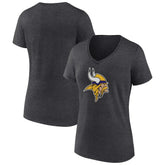 Minnesota Vikings Women's Primary Team Logo V-Neck T-Shirt Charcoal | NFL