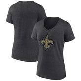 New Orleans Saints Women's Primary Team Logo V-Neck T-Shirt Charcoal | NFL