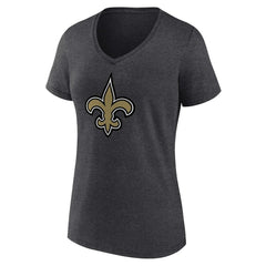 New Orleans Saints Women's Primary Team Logo V-Neck T-Shirt Charcoal | NFL