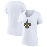 New Orleans Saints Women's Primary Team Logo V-Neck T-Shirt White | NFL