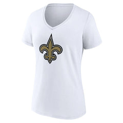 New Orleans Saints Women's Primary Team Logo V-Neck T-Shirt White | NFL