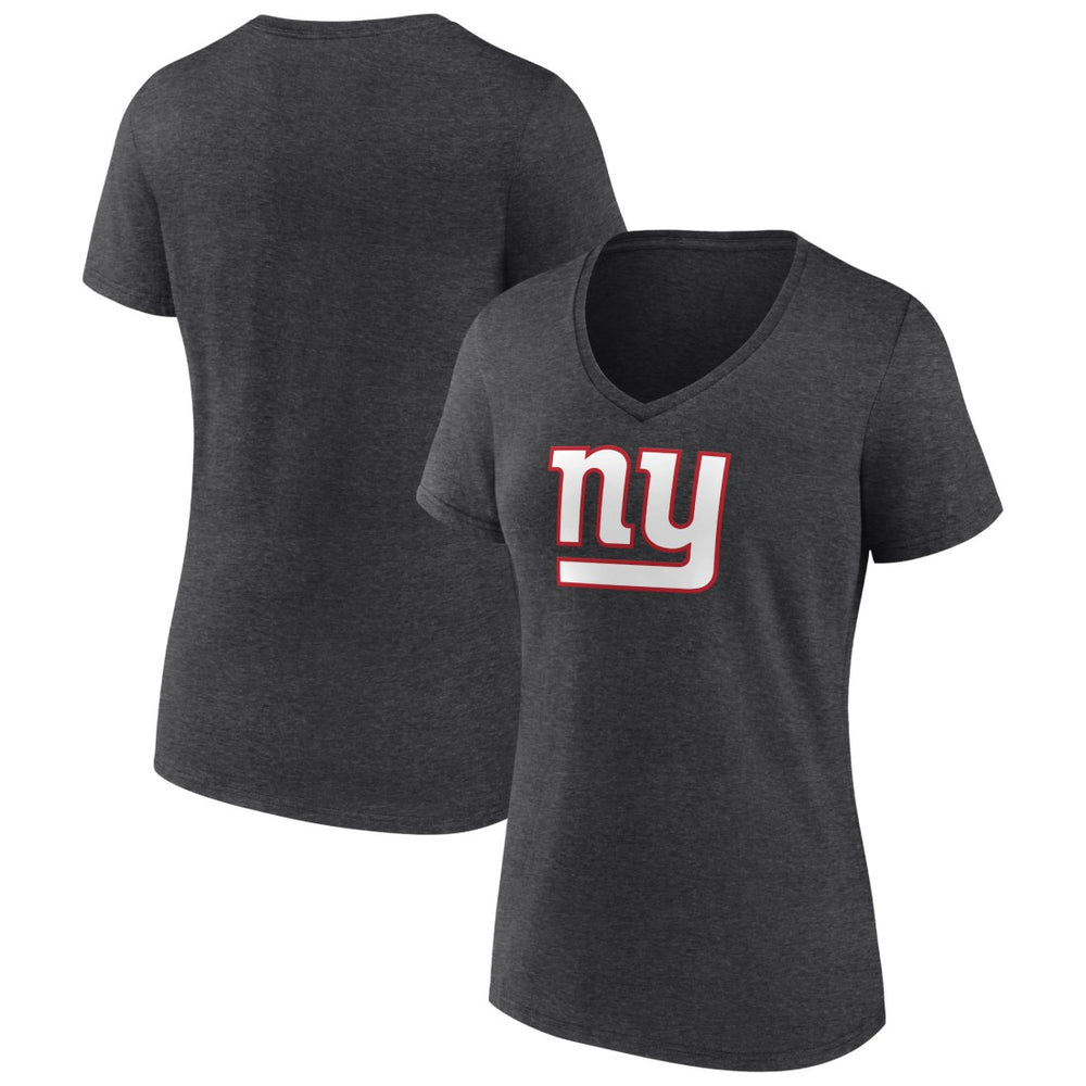 New York Giants Women's Primary Team Logo V-Neck T-Shirt Charcoal | NFL