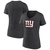 New York Giants Women's Primary Team Logo V-Neck T-Shirt Charcoal | NFL