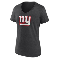 New York Giants Women's Primary Team Logo V-Neck T-Shirt Charcoal | NFL