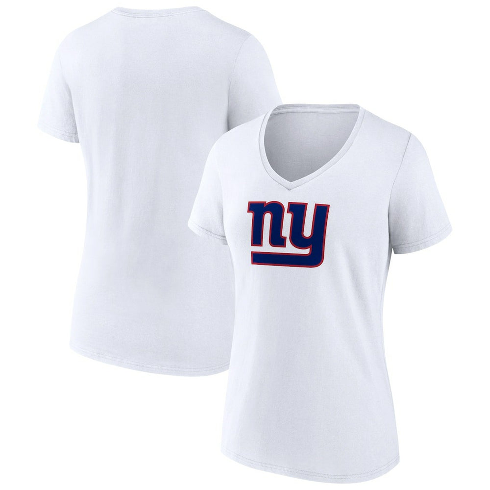 New York Giants Women's Primary Team Logo V-Neck T-Shirt White | NFL