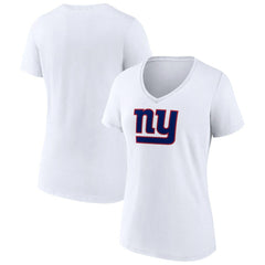 New York Giants Women's Primary Team Logo V-Neck T-Shirt White | NFL