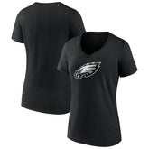 Philadelphia Eagles Women's Primary Team Logo V-Neck T-Shirt Black | NFL