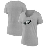 Philadelphia Eagles Women's Primary Team Logo V-Neck T-Shirt Heather Gray | NFL