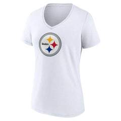 Pittsburgh Steelers Women's Primary Team Logo V-Neck T-Shirt White | NFL